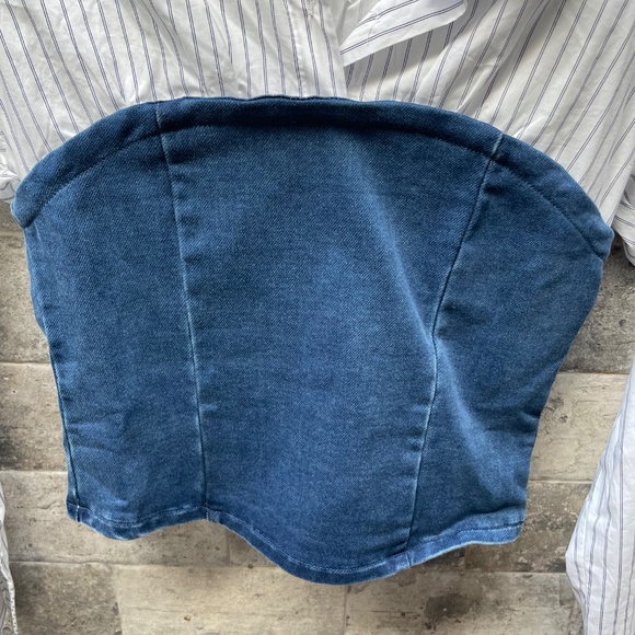 ❤️ ANTHROPOLOGIE DOLAN LEFT COAST DENIM KNIT SHIRTING TWOFER TOP SIZE XXS - Picture 4 of 11
